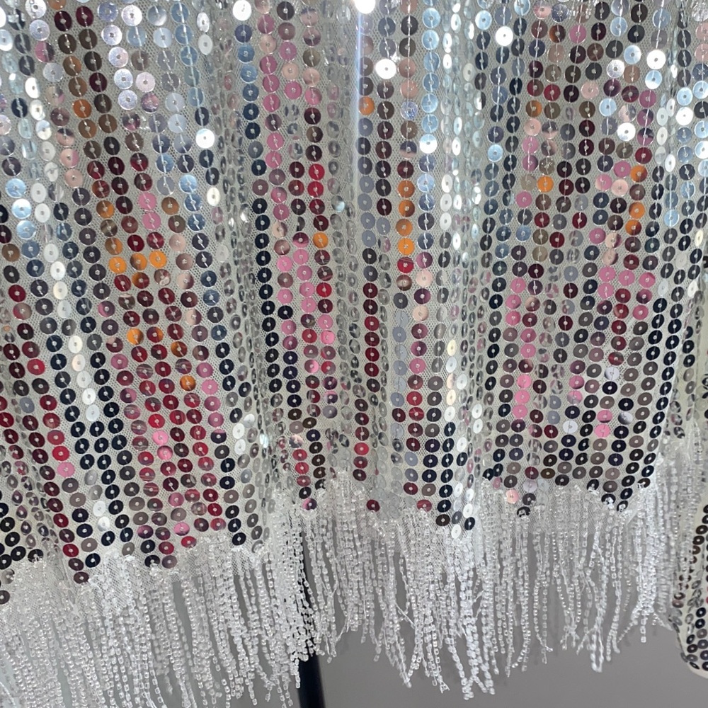 Endless Rose Silver Sequin Fringe Top - Picture 4 of 9
